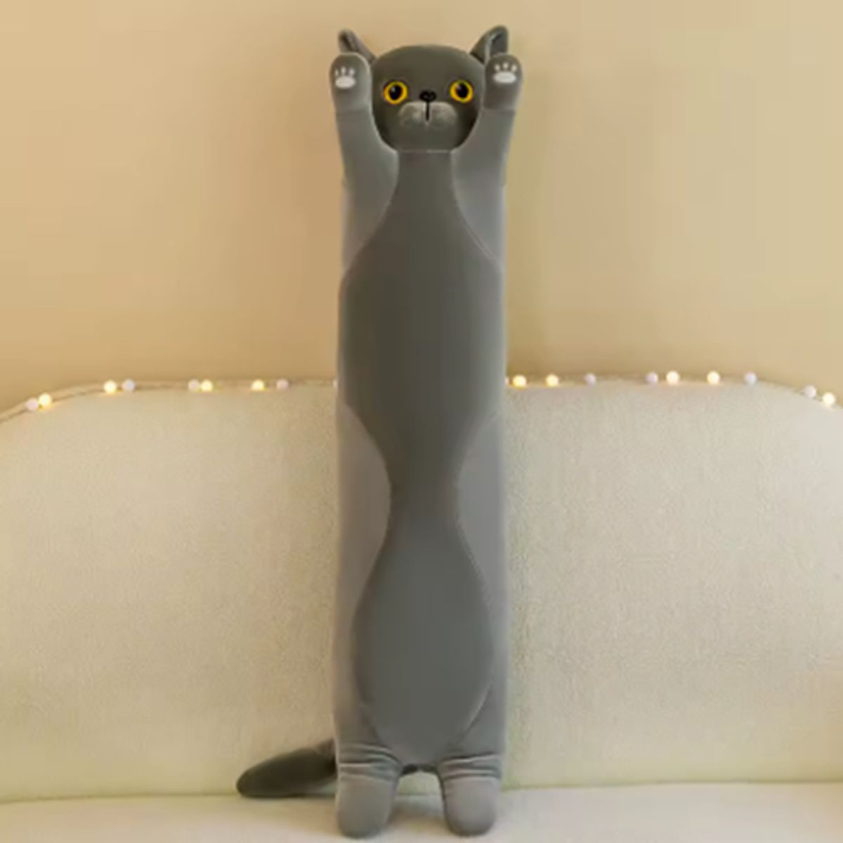 GENERICO - Peluche Almohada Alargado De Gato 83cm Gris