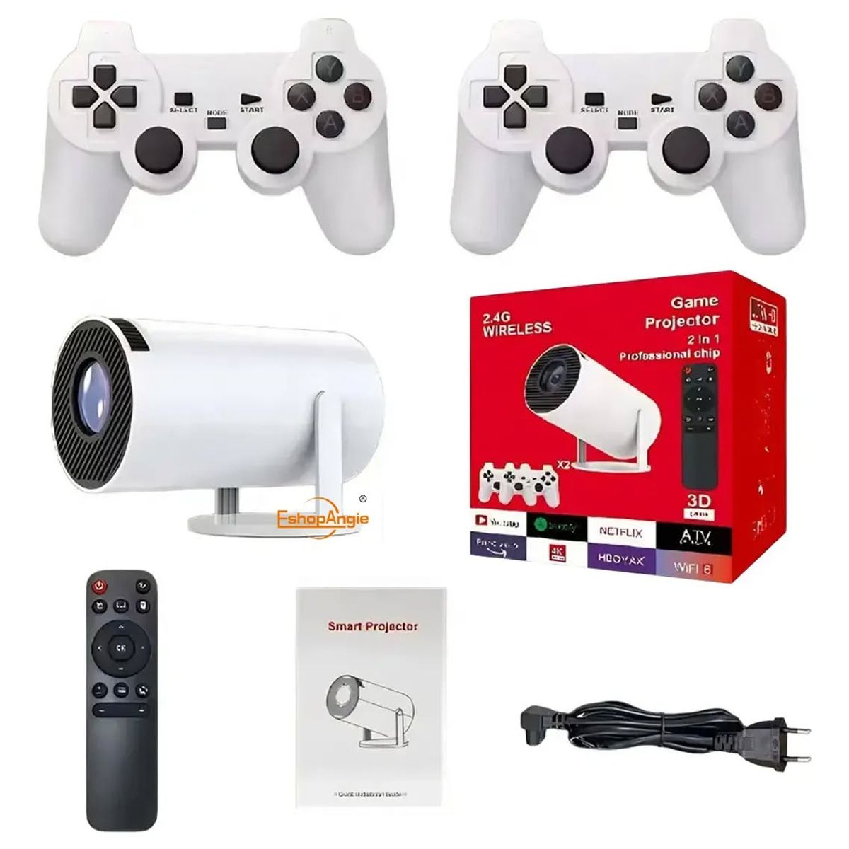 GENERICO - Proyector HY300 + consola de juegos de codigo+2 controles inalambricos