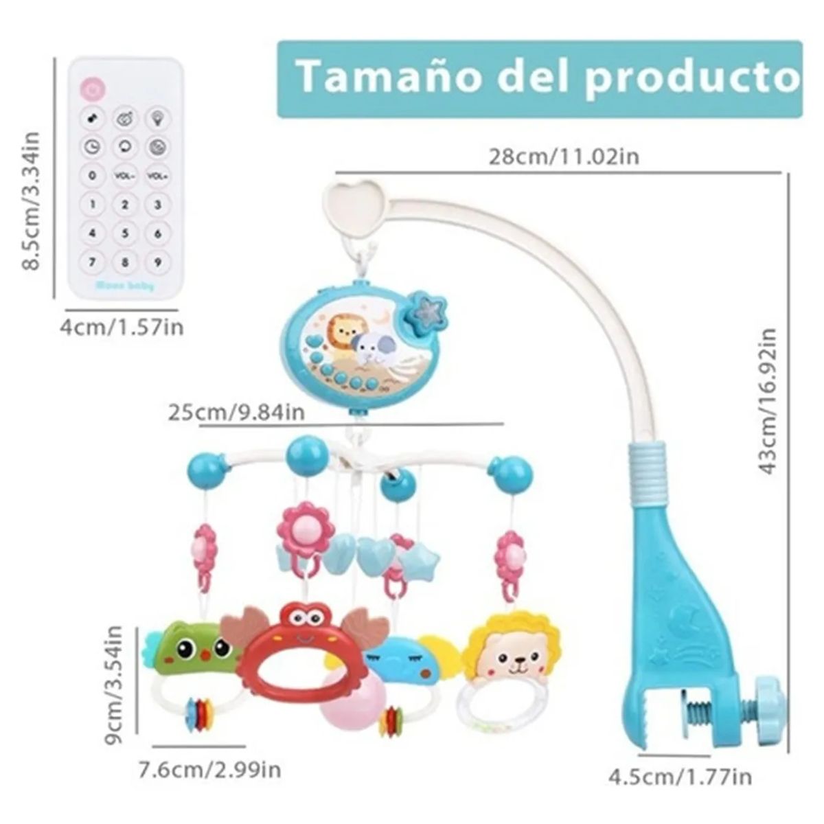 GENERICO - Movil Campana Giratoria  Con Proyector Luz Musical Verde Agua