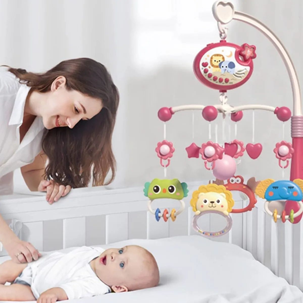 GENERICO - Movil Campana Giratoria  Con Proyector Luz Musical Rosado