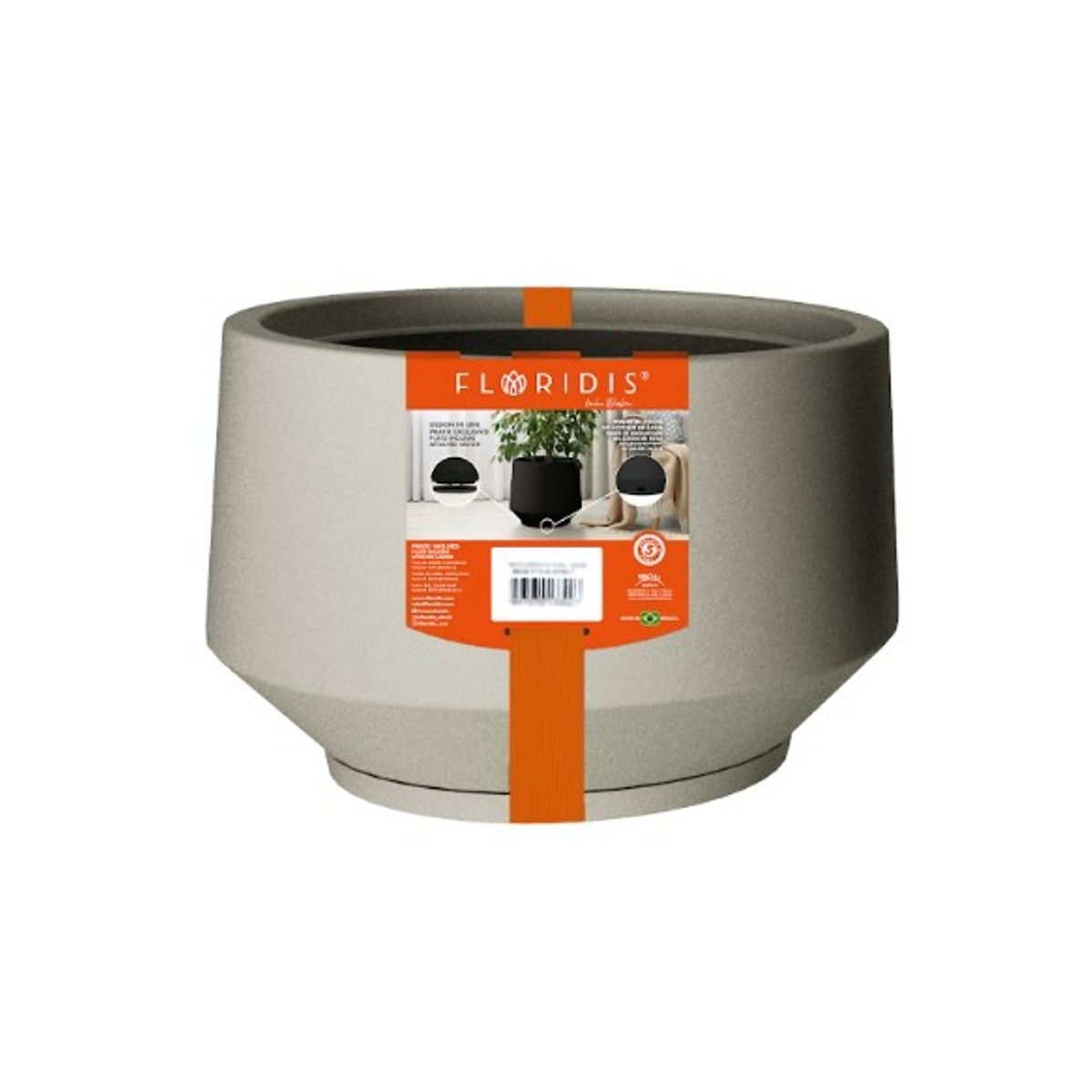 FLORIDIS - MACETERO FLORIDIS CEMENTO MODELO BERLIN 31CM ALTO CON PLATO