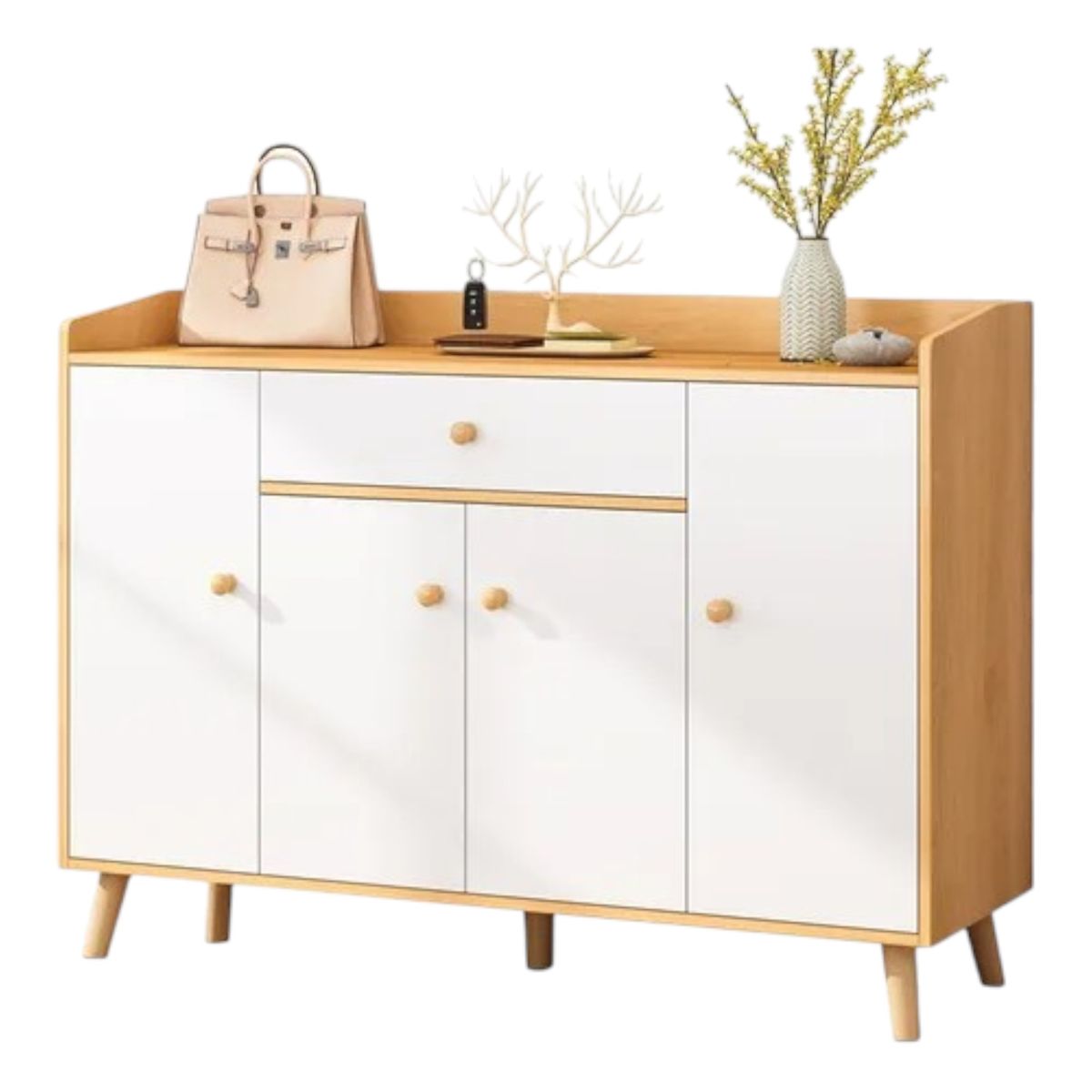 GENERICO - Mueble Zapatero 120cmx30x84cm De Madera 4 Puertas.