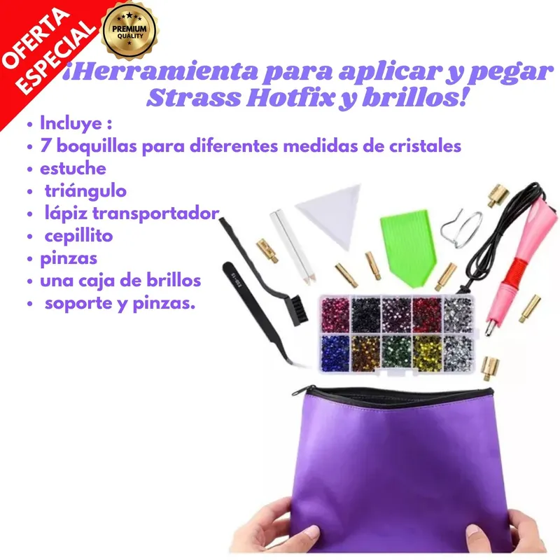 GENERICO - Kit de herramientas para aplicar y pegar Strass y brillos