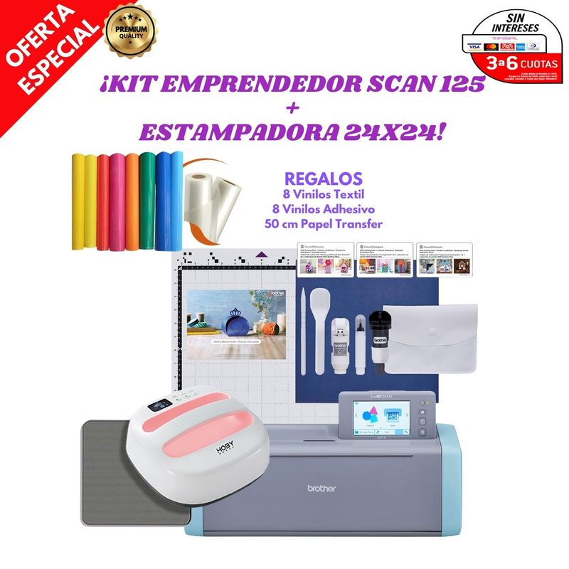 GENERICO - PLOTTER DE CORTE BROTHER 125 + ESTAMPADORA + REGALOS