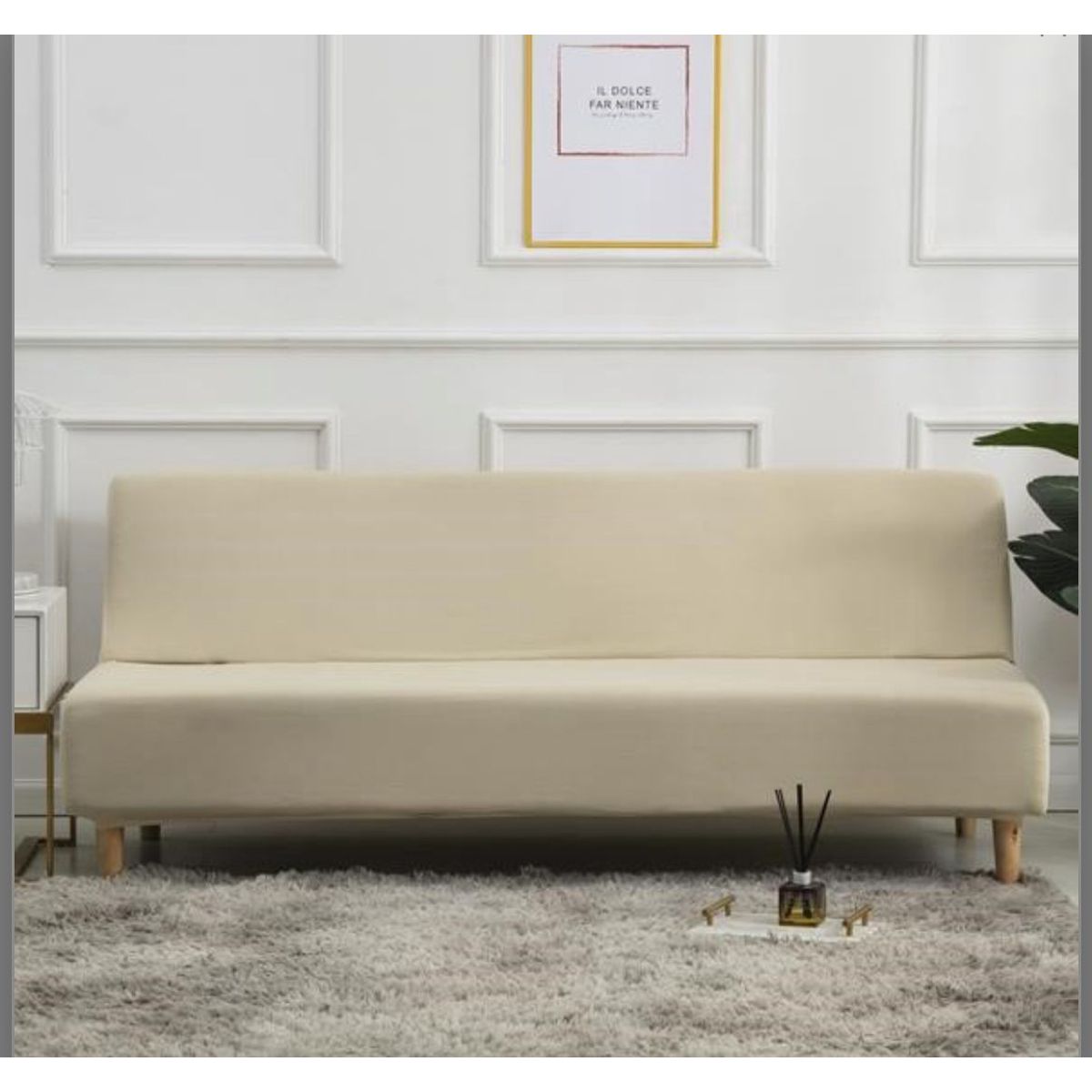 GENERICO - Funda para Futon en Poliester Elastico Color Beige