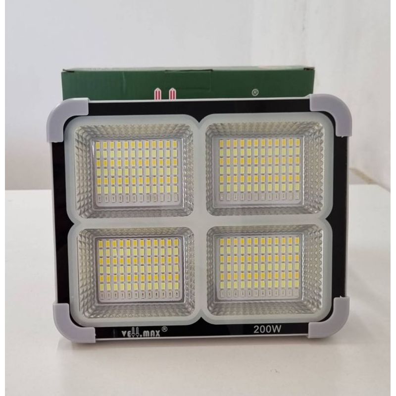 AVC Y VELL MAX - FOCO LED SOLAR INTEGRADO Y RECARGABLE V-EM-74200 200W TEMPERATURAS 6500K 4000K 3000K  LUZ DE EMERGENCIA