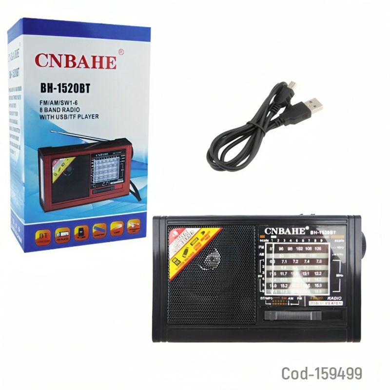 GENERICO - RADIO MULTIBANDA  BLUET 8 BANDAS CON LINTERNA RECARGABLE