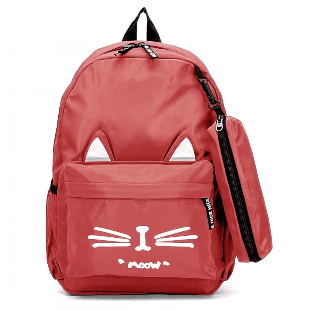 CARIBEE - Bolso Mochila grande coral diseño de gatitos