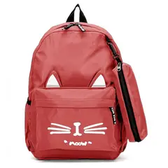 CARIBEE - Bolso Mochila grande coral diseño de gatitos