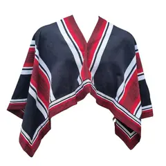 GENERICO - Manta Huaso Poncho Negro Rojo Niño Jovenes Hasta 1,50 Alto
