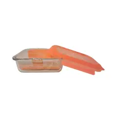 KEEP - Hermético Cuadrado Vidrio Libre Bpa Naranja 400ml.