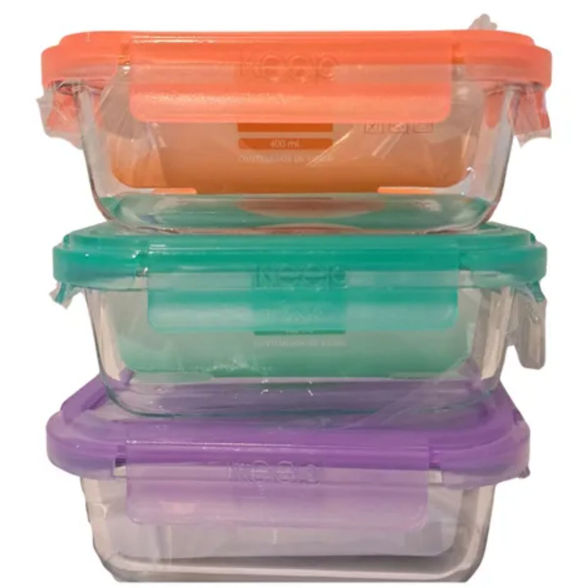 KEEP - Hermético Cuadrado Vidrio Libre Bpa Naranja Keep 400ml