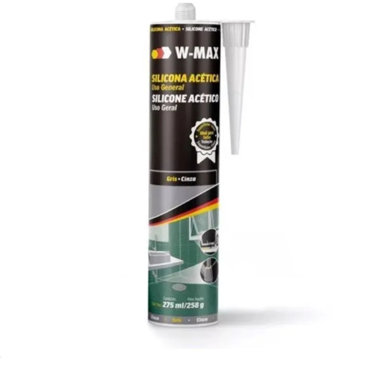 WURTH - Silicona Acética Anti-hongos Gris 280 Ml. W-Max by Wurth