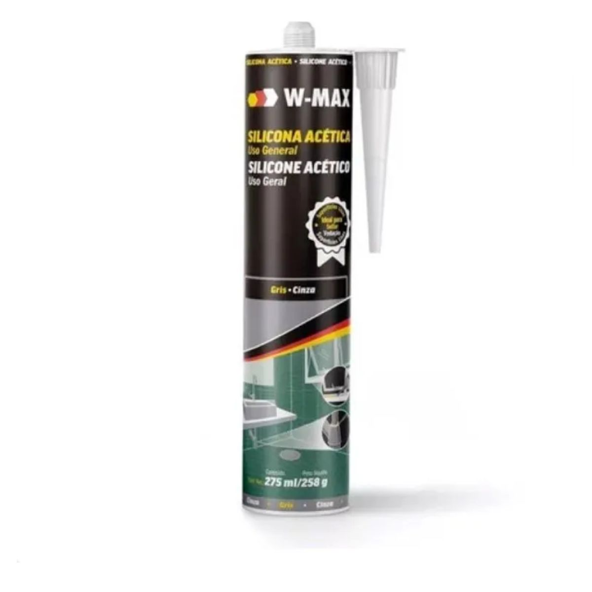 WURTH - Silicona Acética Anti-hongos negra 280 Ml. W-Max by Wurth