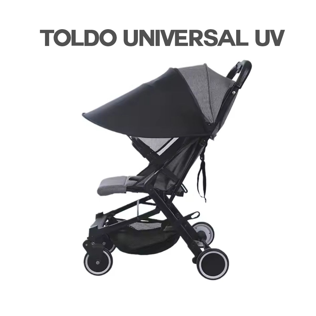 BABYMINE - Toldo Para Coches de Bebé UV Universal Negro  BABYMINE