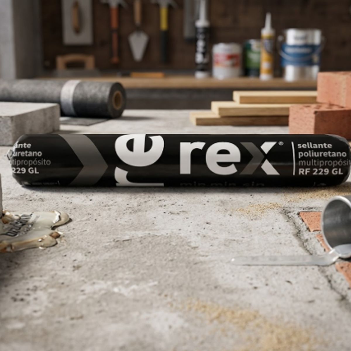 REX - Sellador de Poliuretano 600 Ml. Rex Gris