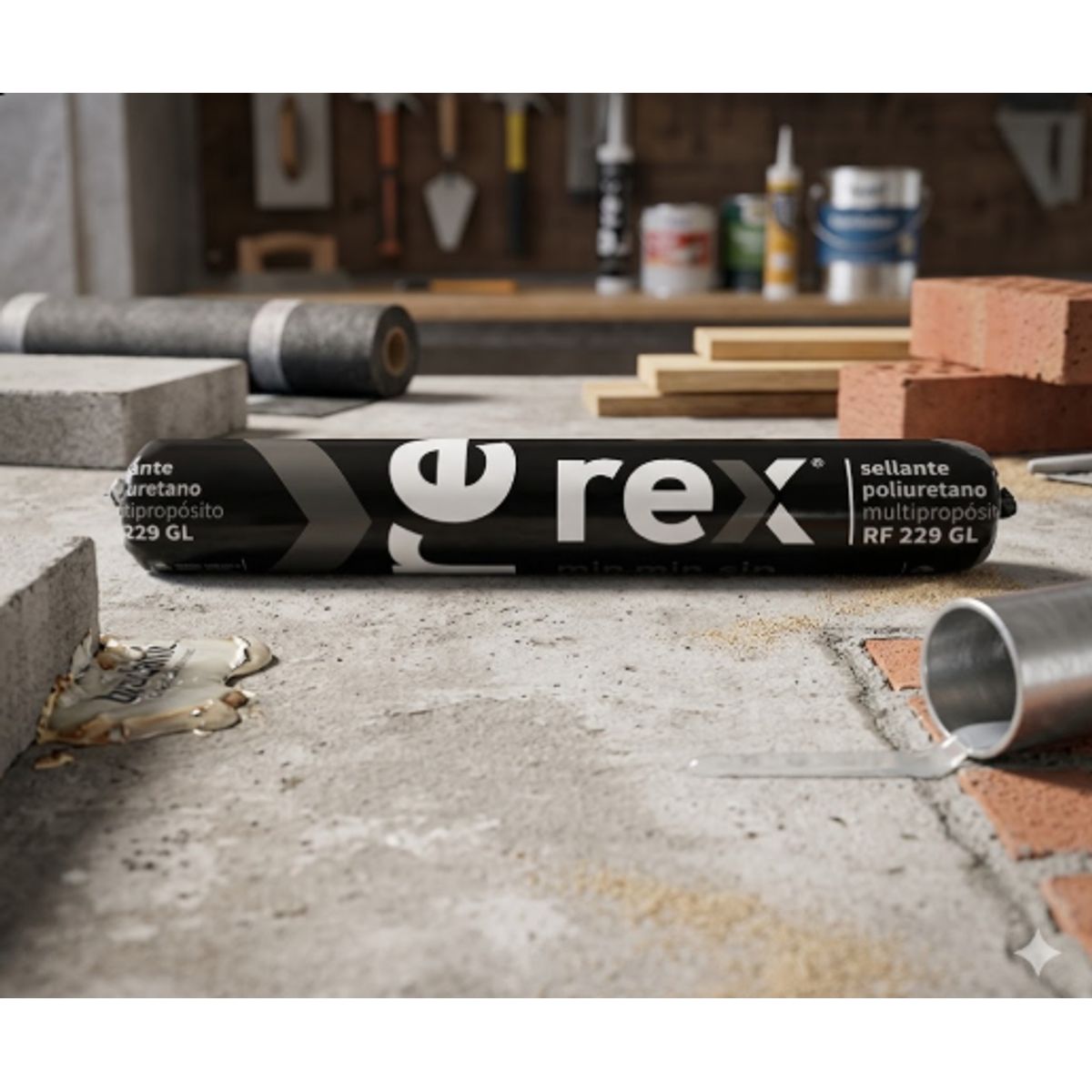 REX - Sellador de Poliuretano 600 Ml. Rex Gris