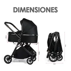 BABYMINE - Coche De Bebé y Silla Nido Bolso Prime Negro -