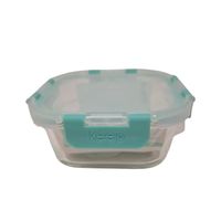 Hermético Cuadrado Vidrio Libre Bpa Turquesa 520ml