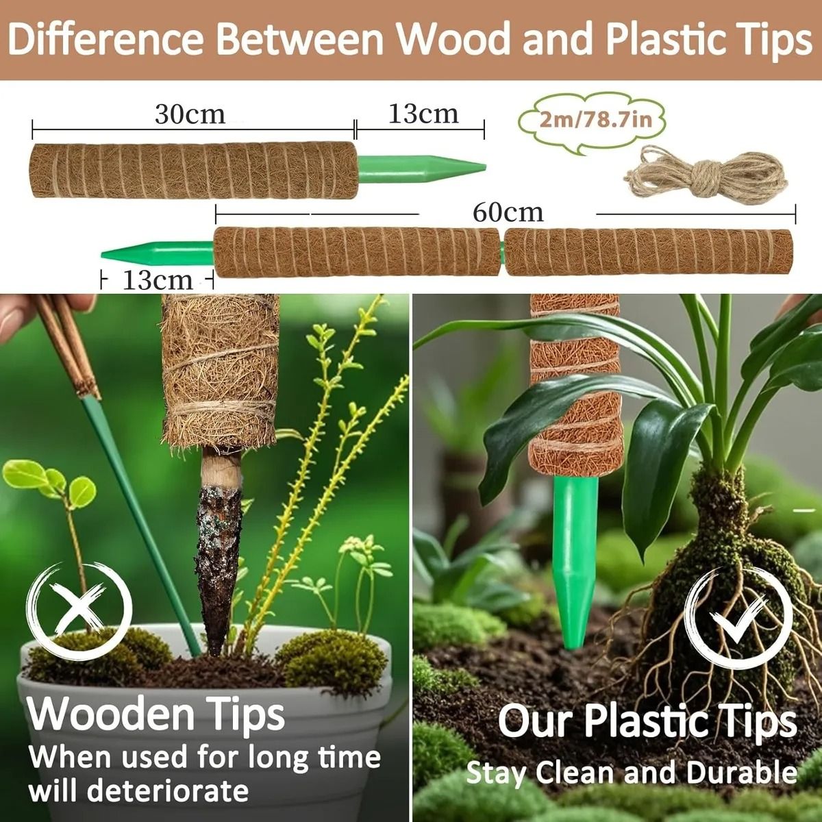 GENERICO - Juego De 9 Tutor De Musgo Para Plantas 43 Cm / Moss Pole