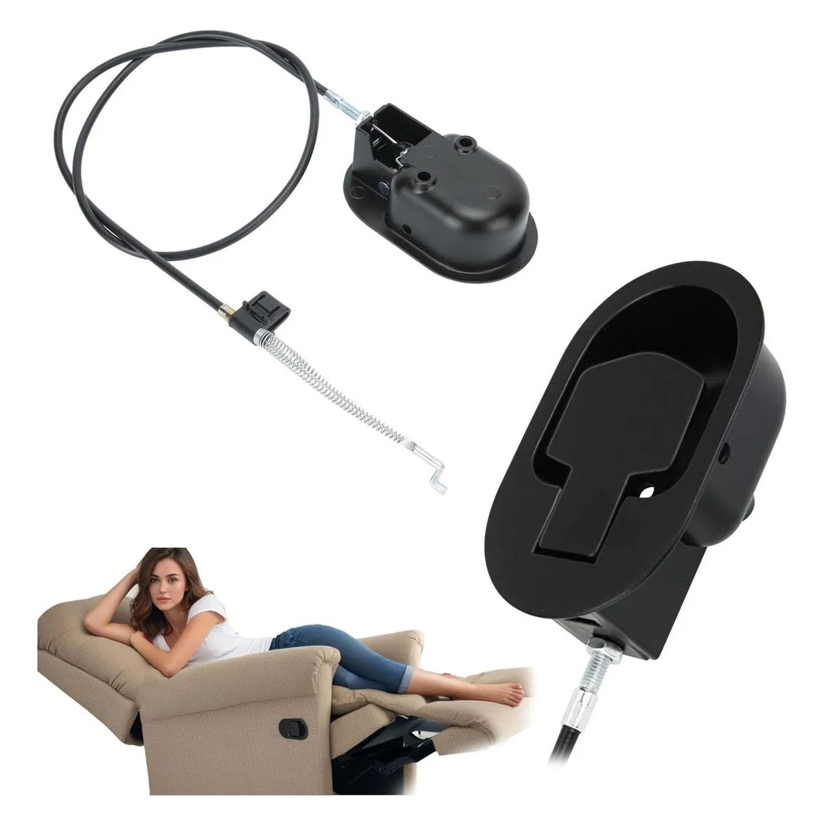 GENERICO - Palanca Metálica Para Sillón Reclinable Tipo Berger + Cable