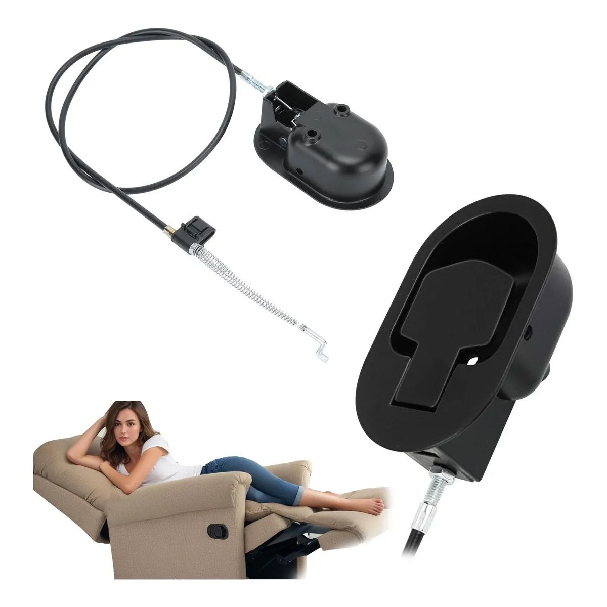 GENERICO - Palanca Metálica Para Sillón Reclinable Tipo Berger + Cable