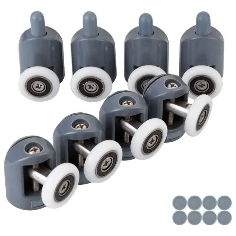 GENERICO - 8 Carros Ruedas doble Para Shower door (4 Inferiores 4 Superiores)