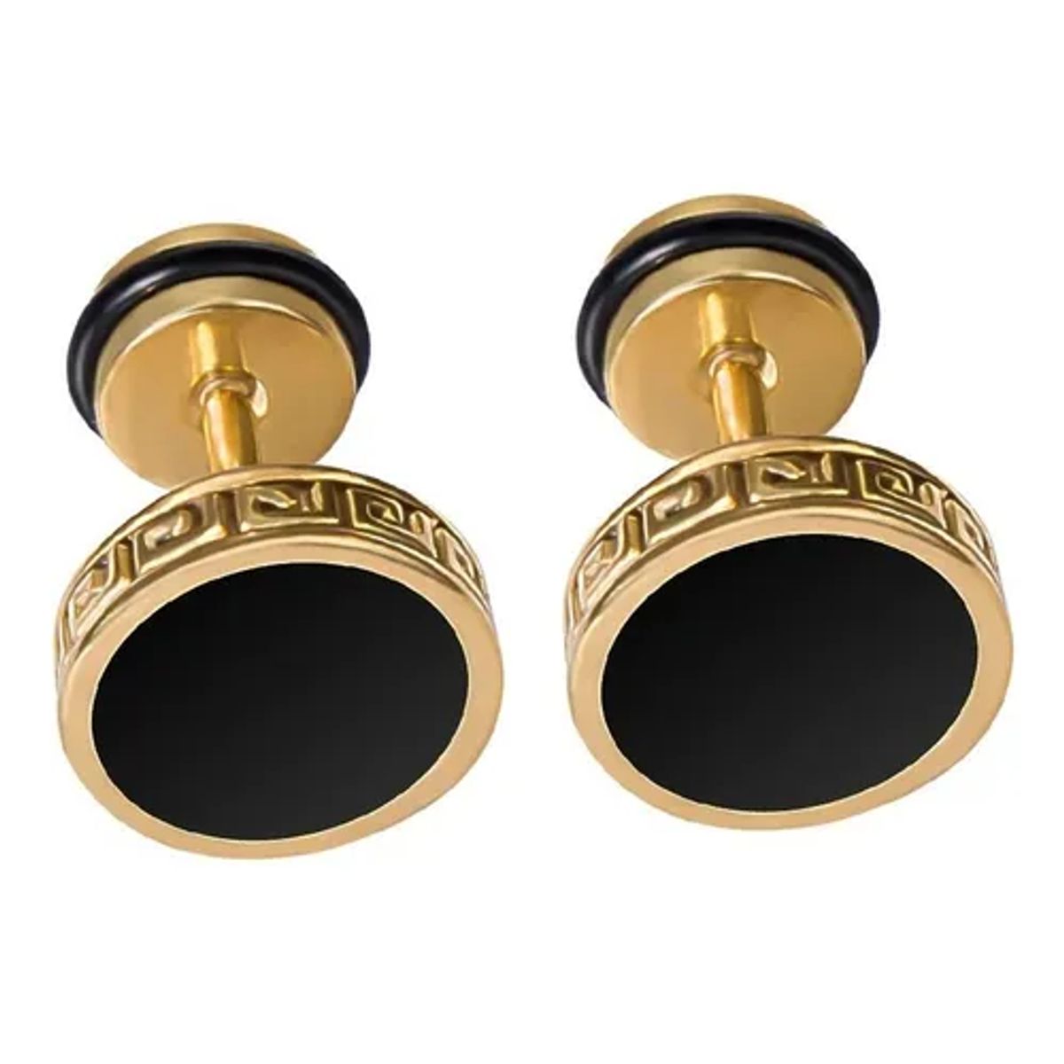 GENERICO - Aros Punk Black Silver Ring Circular Hombre Mujer Moda 2019