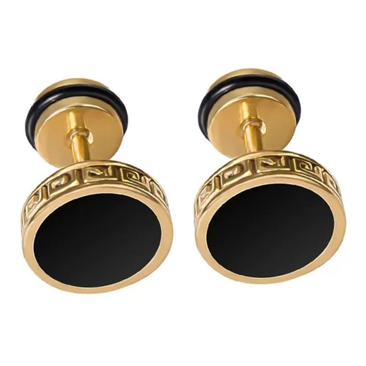 GENERICO - Aros Punk Black Silver Ring Circular Hombre Mujer Moda 2019