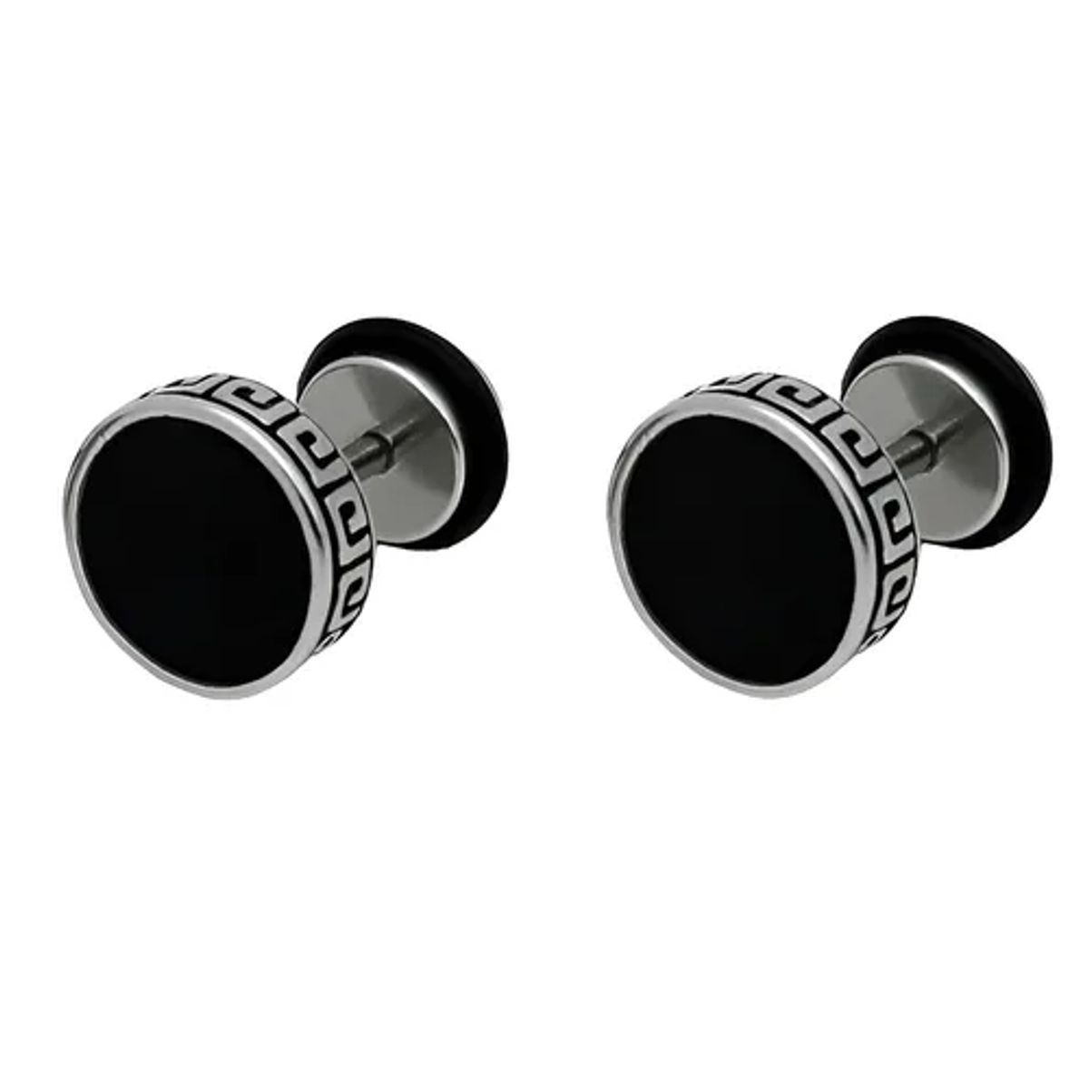 GENERICO - Aros Punk Black Silver Ring Circular Hombre Mujer Moda 2019