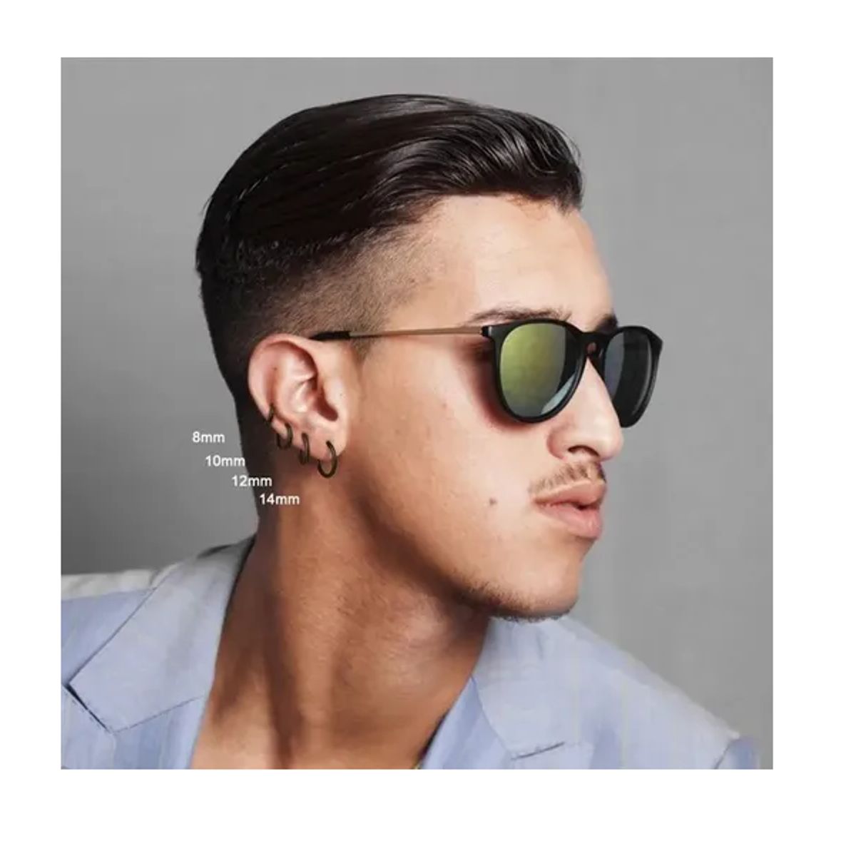 GENERICO - Aros Punk Silver 8mm Hombre Mujer