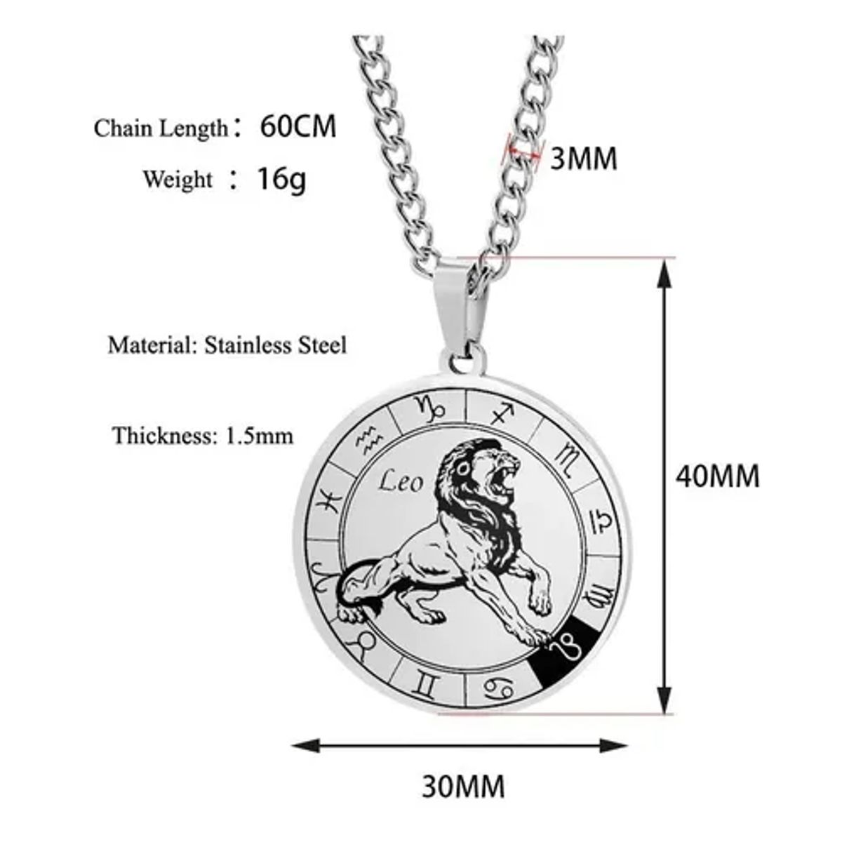 GENERICO - Collar Acero Quirúrgico Signo Capricornio Zodiaco Horóscopo
