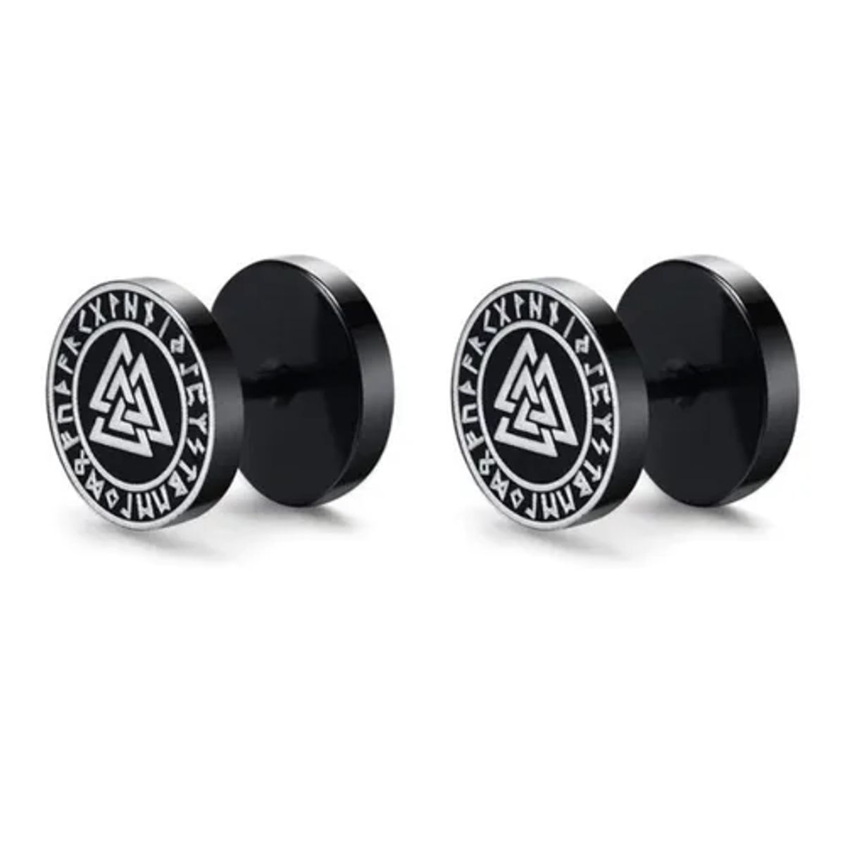 GENERICO - Aros Punk Black Vikingos Valknut Ring Circular Hombre Mujer