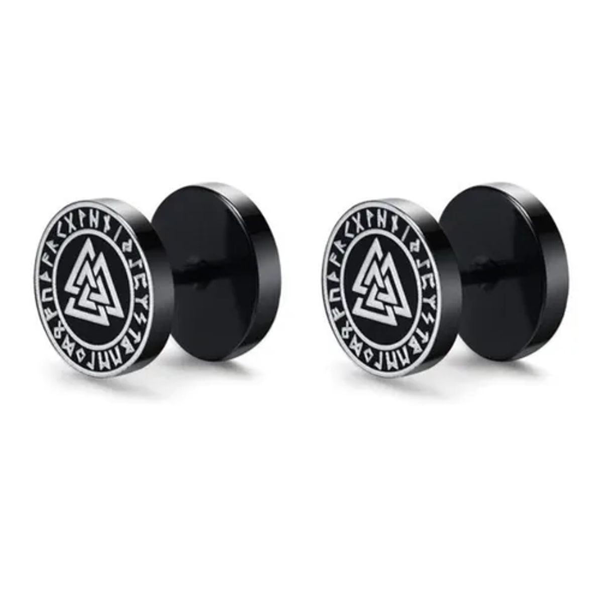 GENERICO - Aros Punk Black Vikingos Valknut Ring Circular Hombre Mujer