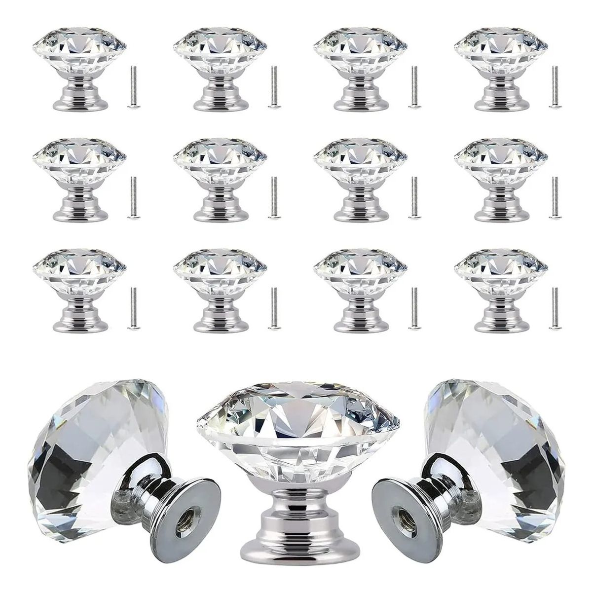 GENERICO - 15 Perillas Jaladera De Cristal En Forma De Diamante