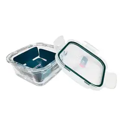 ALLEGRA - PACK X 4 CONTENEDOR VIDRIO HERMÉTICO CUADRADO 380 LITROS