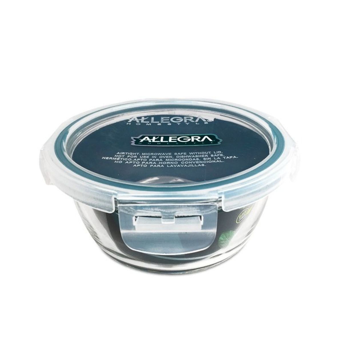 ALLEGRA - PACK X 4 CONTENEDOR HERMÉTICO DE VIDRIO REDONDO 370 LITROS  ALLEGRA