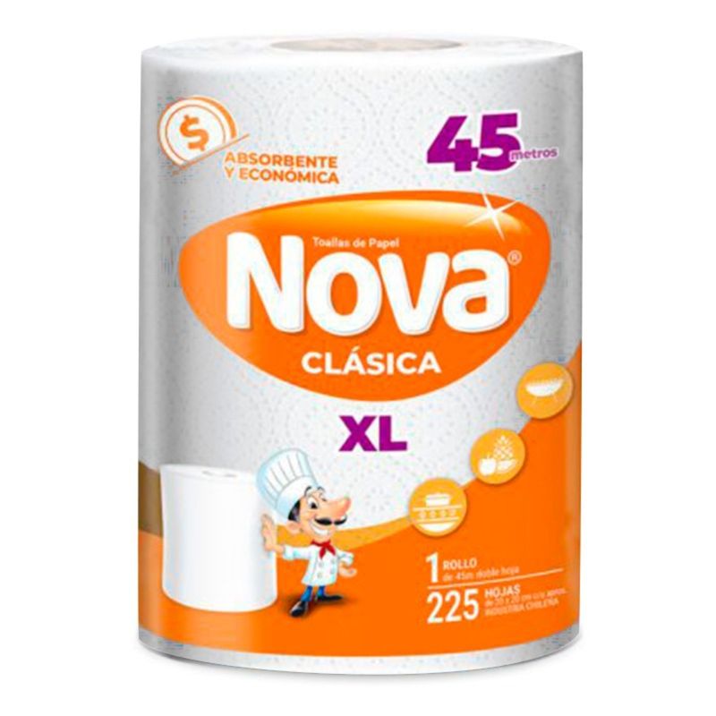 NOVA - PACK X 4 TOALLA DE PAPEL CLASICA XL 45 METROS  NOVA