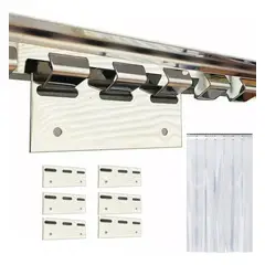 GENERICO - Set Riel Y Ganchos Cortinas Lama Pvc 1 Mt Con 6 Ganchos