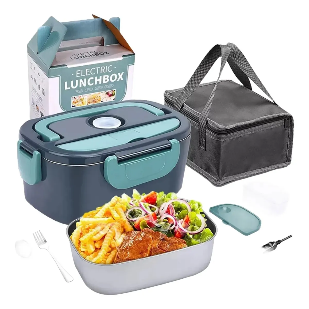 GENERICO - Lonchera Eléctrica Aluminio Portátil Calentar Comida 220v80w