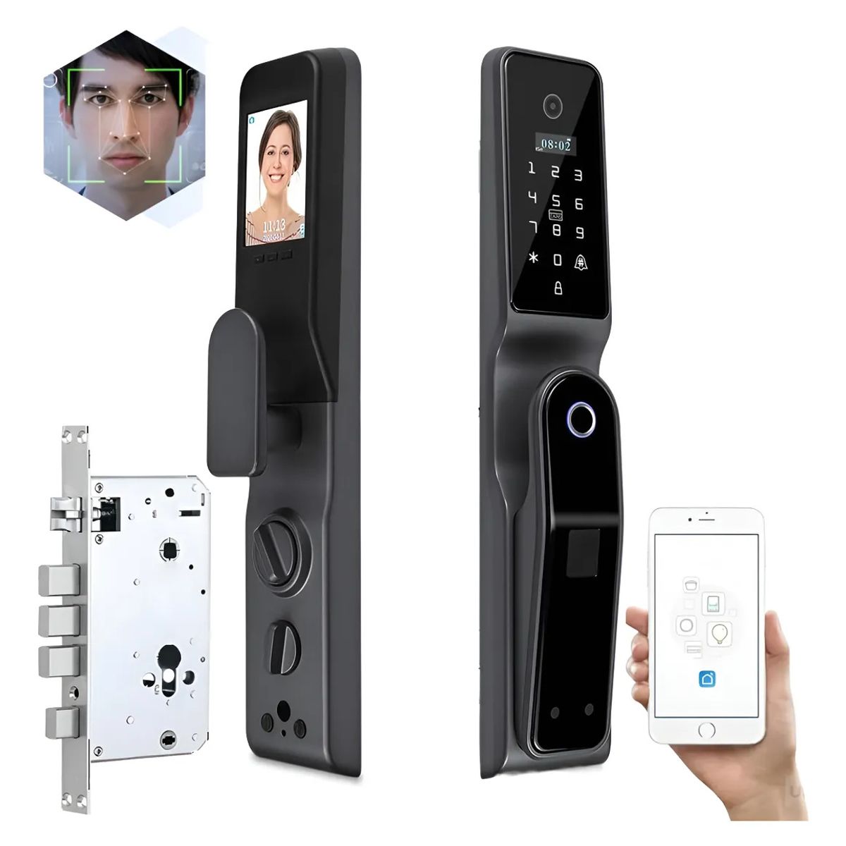 KUANGYE - Cerradura Inteligente Wifi Huella Digital Tarjeta App Camara