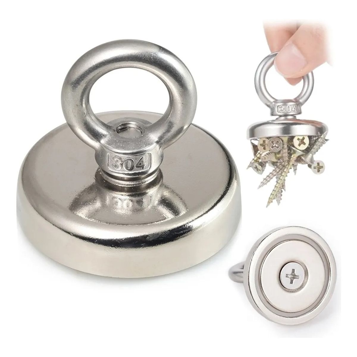 GENERICO - Imanes Neodimio Con Gancho Para Iman De Pesca 40 Kilos