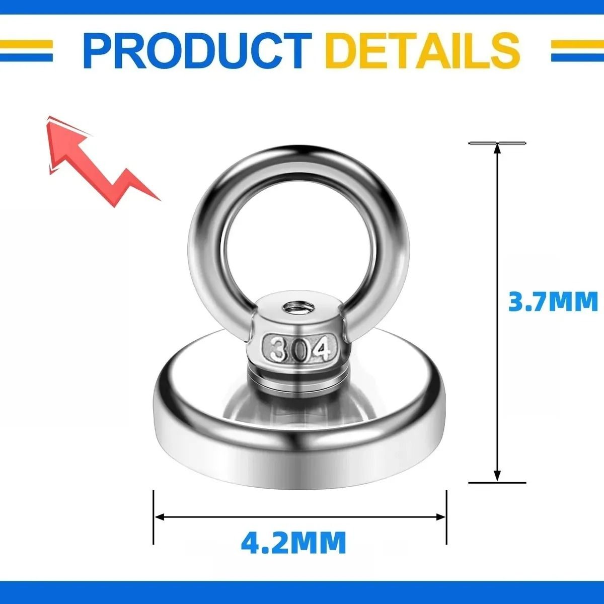 GENERICO - Imanes Neodimio Con Gancho Para Iman De Pesca 40 Kilos