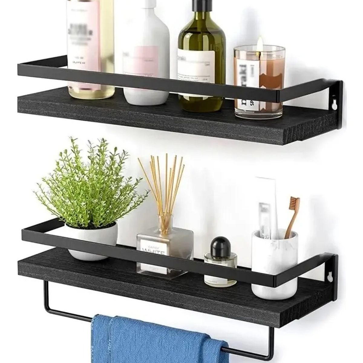 GENERICO - Juego De 2 Repisas Estantes Flotantes De Pared Con Toallero