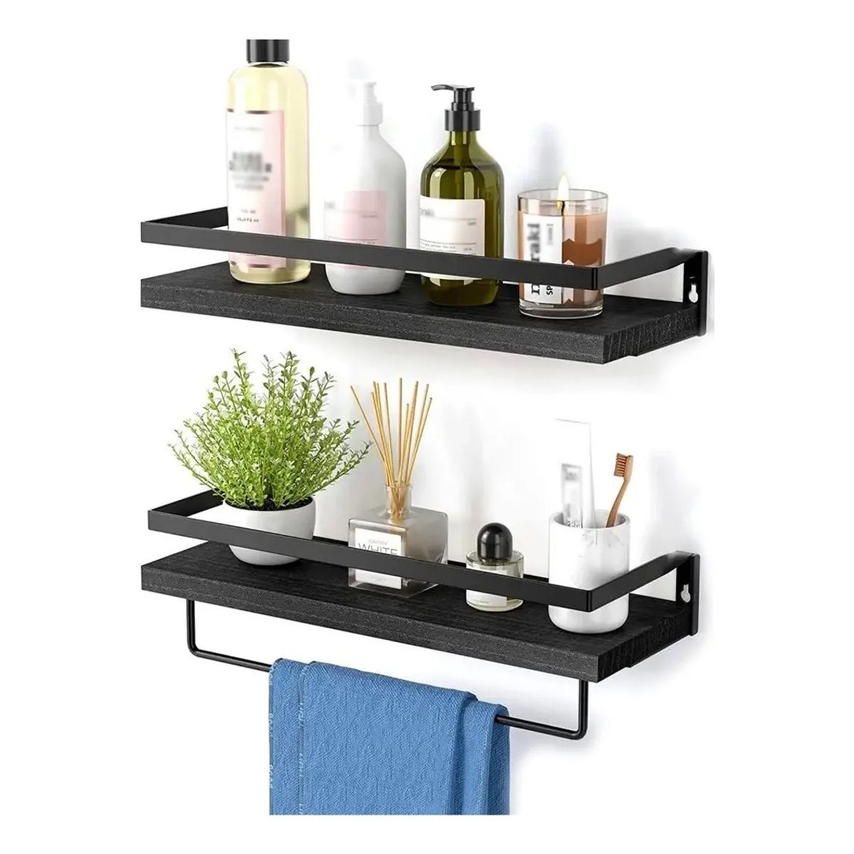GENERICO - Juego De 2 Repisas Estantes Flotantes De Pared Con Toallero