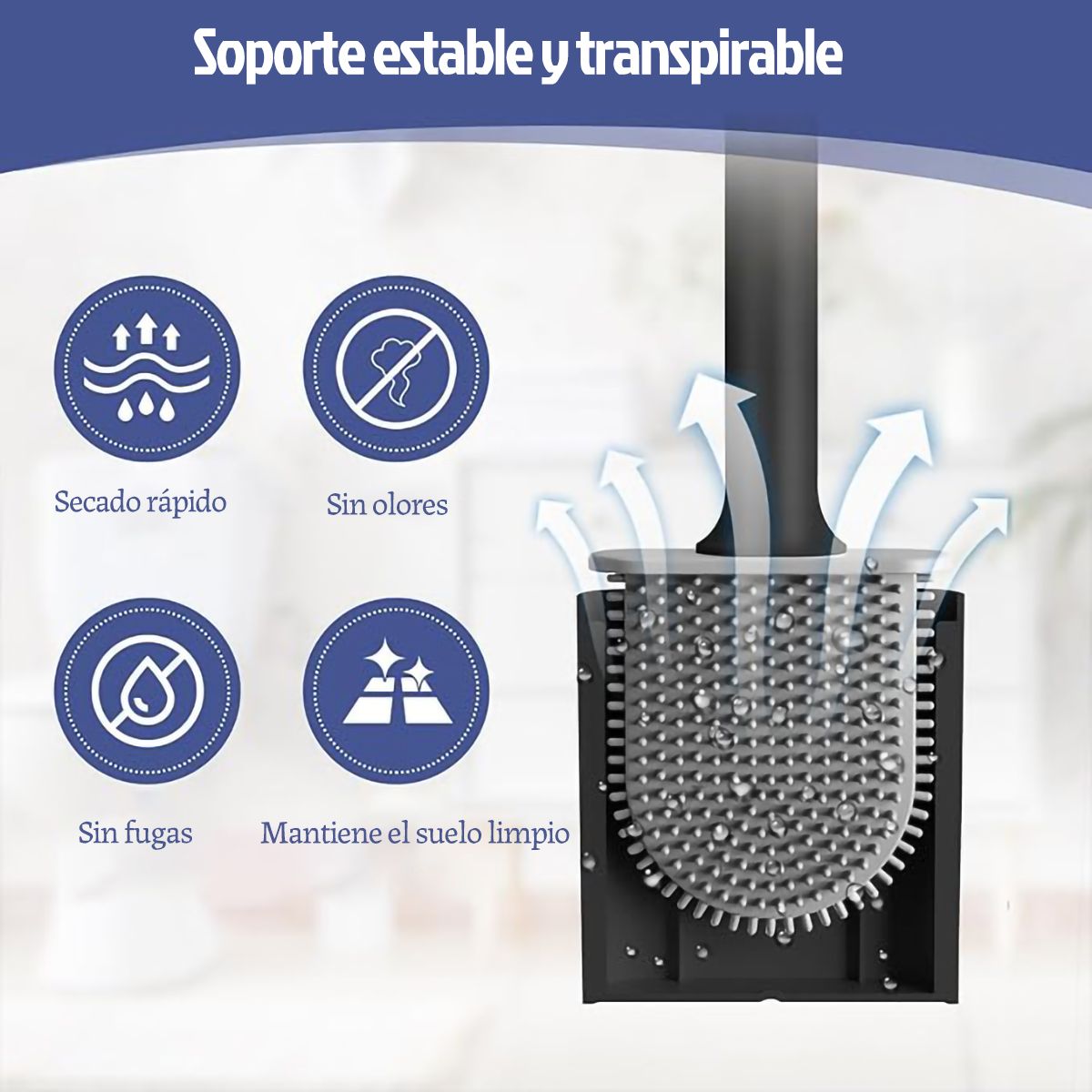 GENERICO - 2pc Escobilla Y Base Inodoro De Silicona Varilla Desmontable