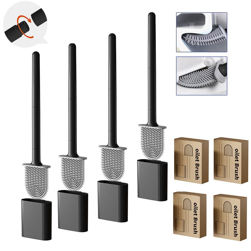 GENERICO - 4pc Escobilla Y Base Inodoro De Silicona Varilla Desmontable
