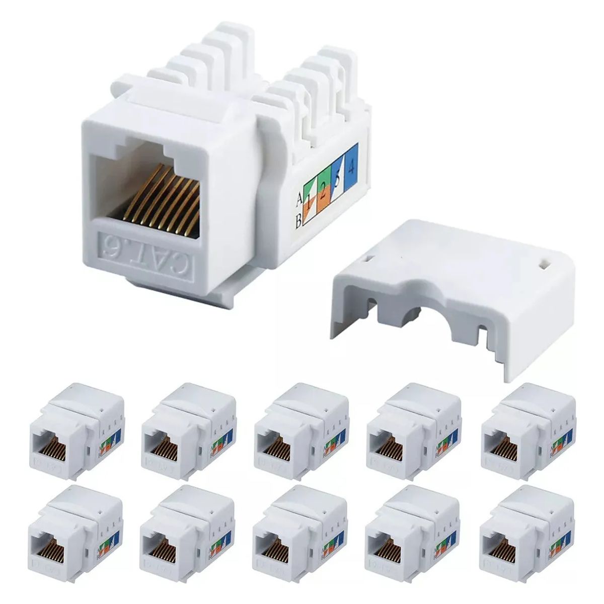 KUANGYE - Pack 10 Modulo Rj45 Cat6 De Red Jack Keystone Para Tapa Muro