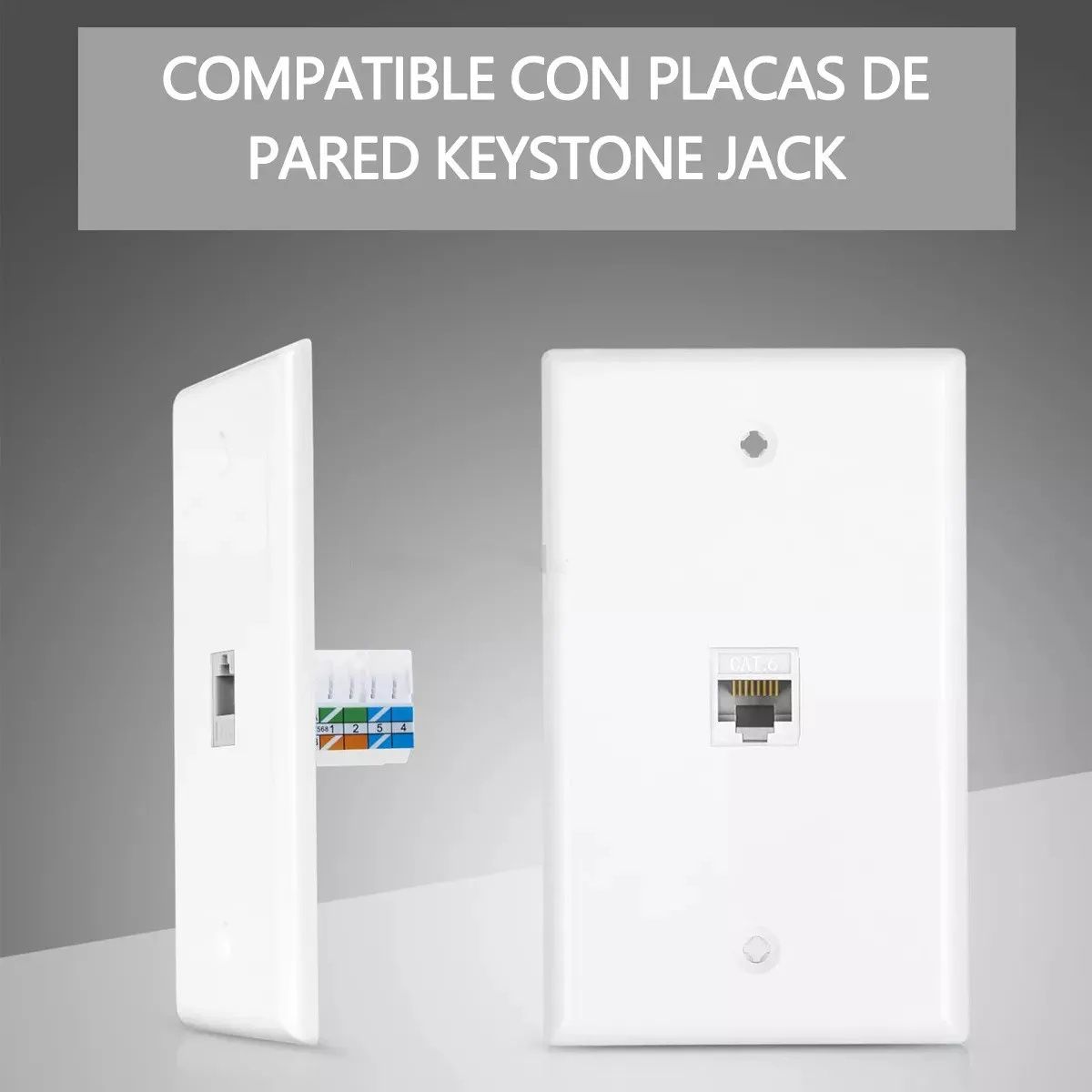 KUANGYE - Pack 10 Modulo Rj45 Cat6 De Red Jack Keystone Para Tapa Muro