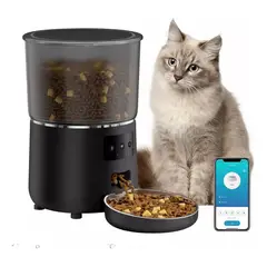PELUDINES - Dispensador Alimentador Automático Perro Gato Wifi 4l Negro